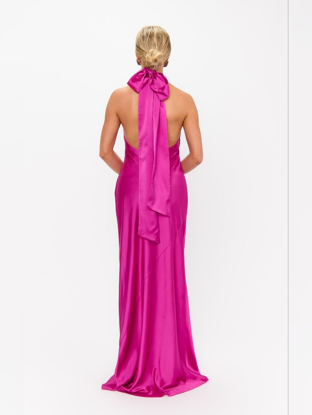 Show Me Your MuMu Lisa Rich Magenta Luxe Satin Maxi Dress Wedding Party Prom - Picture 6 of 12